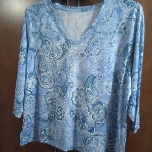 Chic Blue Paisley Blouse